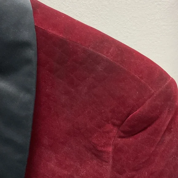 ASOS Rich Red Velvet Blazer with Dark Trim skinny - Picture 5 of 6